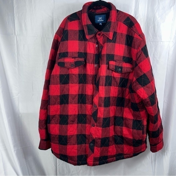 George Jacket Fleece Lined Long Sleeve Buffalo Check Plaid Winter Jacket - Picture 4 of 11